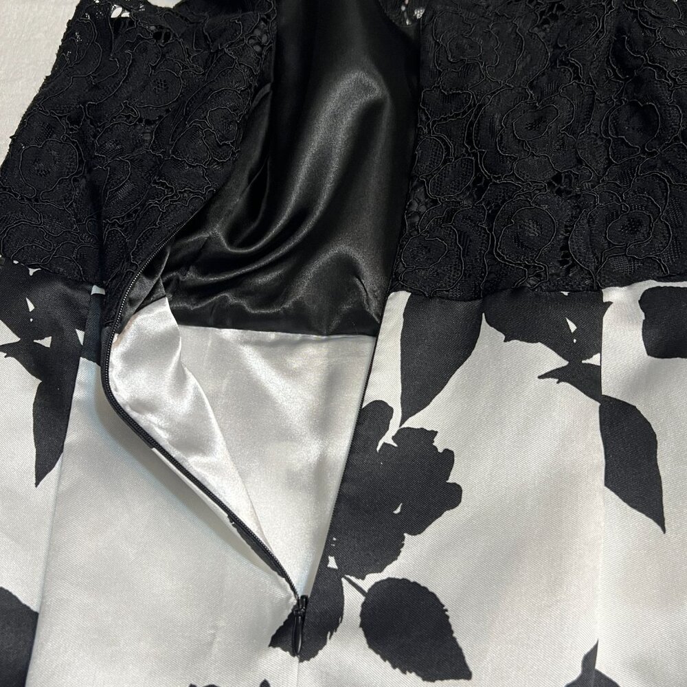 Ellen Tracy Size 12 Black Lace Floral Fit & Flare Midi Dress Formal Party - Picture 5 of 12